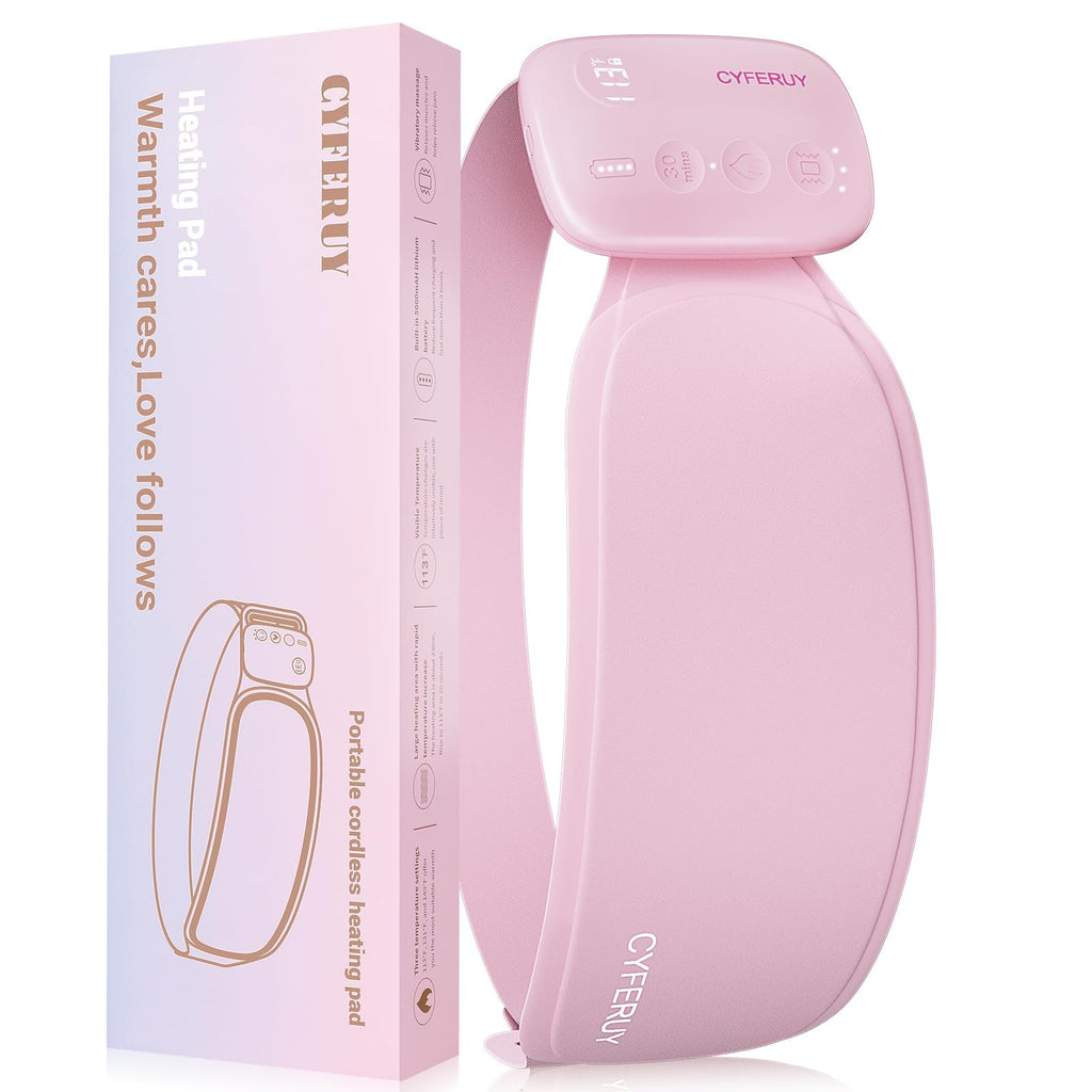 Portable Heating Pad for Period Cramps Menstrual Heating Pad with 5000mAh Magnetic Controller Heating Pad with 3 Heat Levels & 3 Massage Modes for Period Cramps Pain Relief Christmas Gift for Women